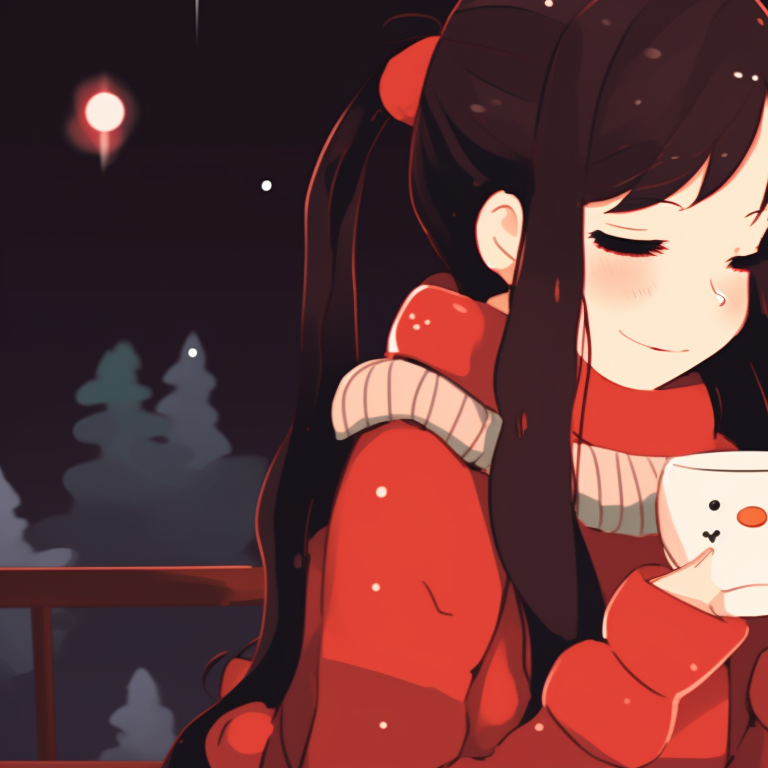 Two characters mischievously decorating a Christmas tree, vibrant colors and laughter-filled expressions. holiday inspired matching christmas discord server pfp pfp for discord.