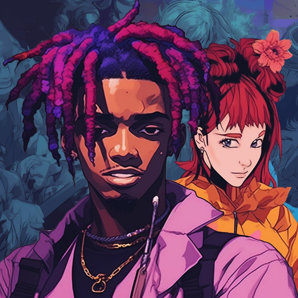 Anime-style Playboi Carti with attention to facial expressions and detailed shading. playboi carti pfp anime wallpaper