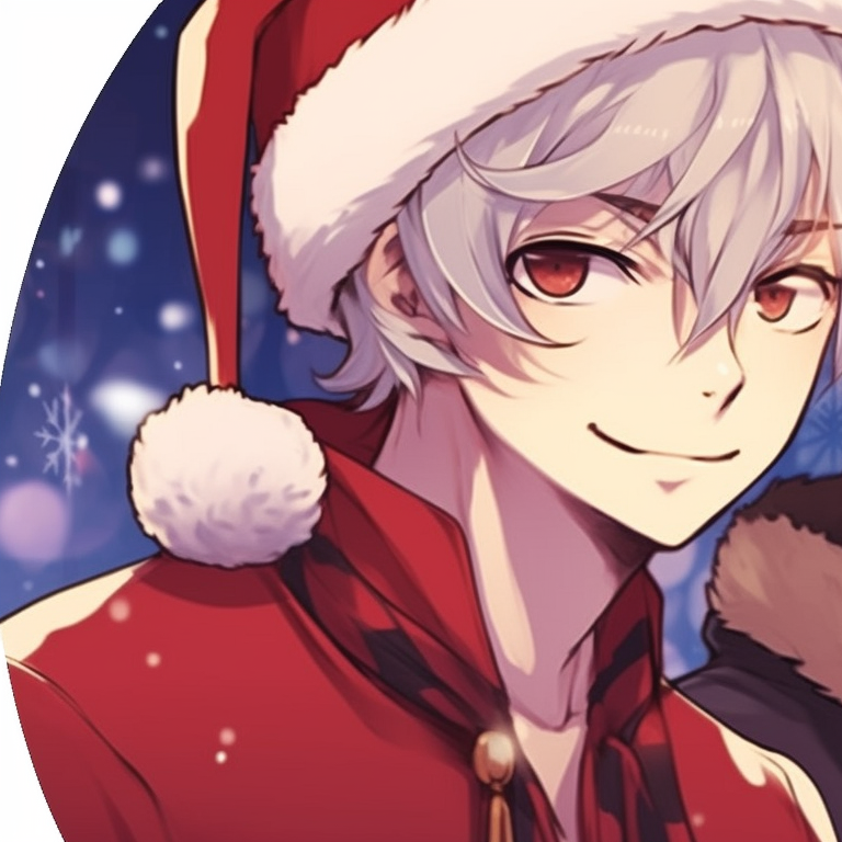 Boys in elf costumes, bright colors contrasted against a dark background. cute matching christmas anime boy pfp pfp for discord.