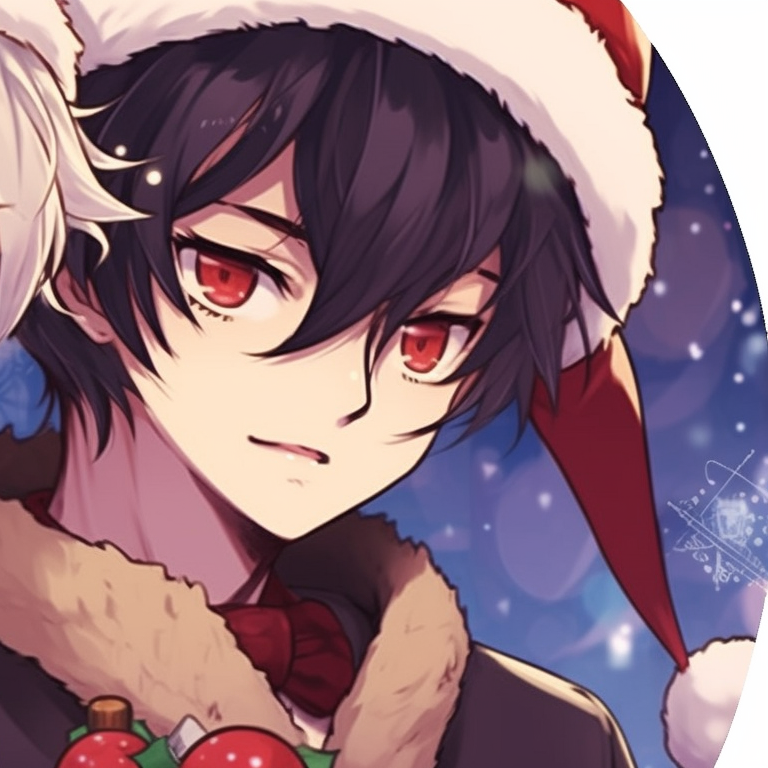Boys in elf costumes, bright colors contrasted against a dark background. cute matching christmas anime boy pfp pfp for discord.