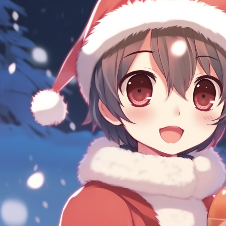 Two young characters, vibrant color palette and playful expressions, enjoying a Christmas feast. the best matching cute aesthetic christmas pfp for use pfp for discord.