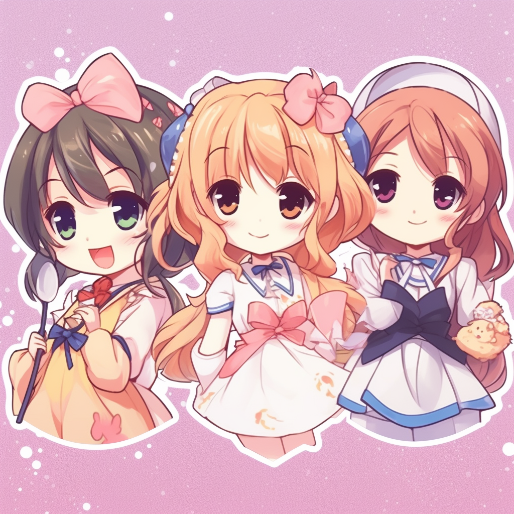 Close-up image of the Cardcaptor Sakura trio, focusing on their delicate facial details and signature hats. anime 3 matching pfp for girls