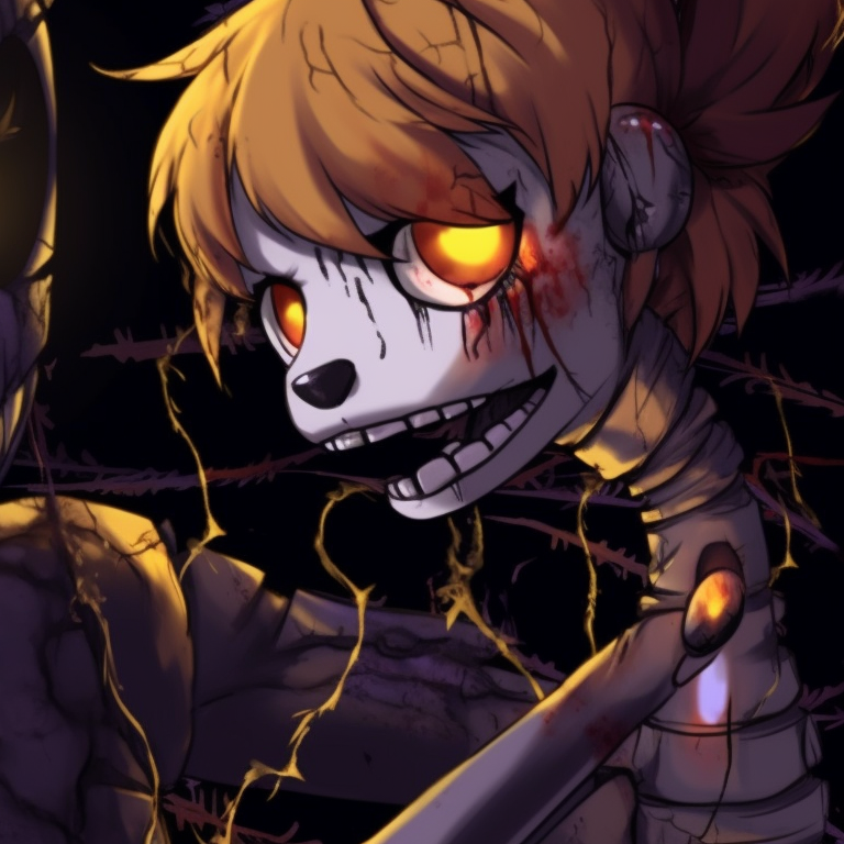 Two FNAF characters featuring glowing eyes and edged lines, against a spectral Halloween night. fnaf pfp halloween designs pfp for discord.