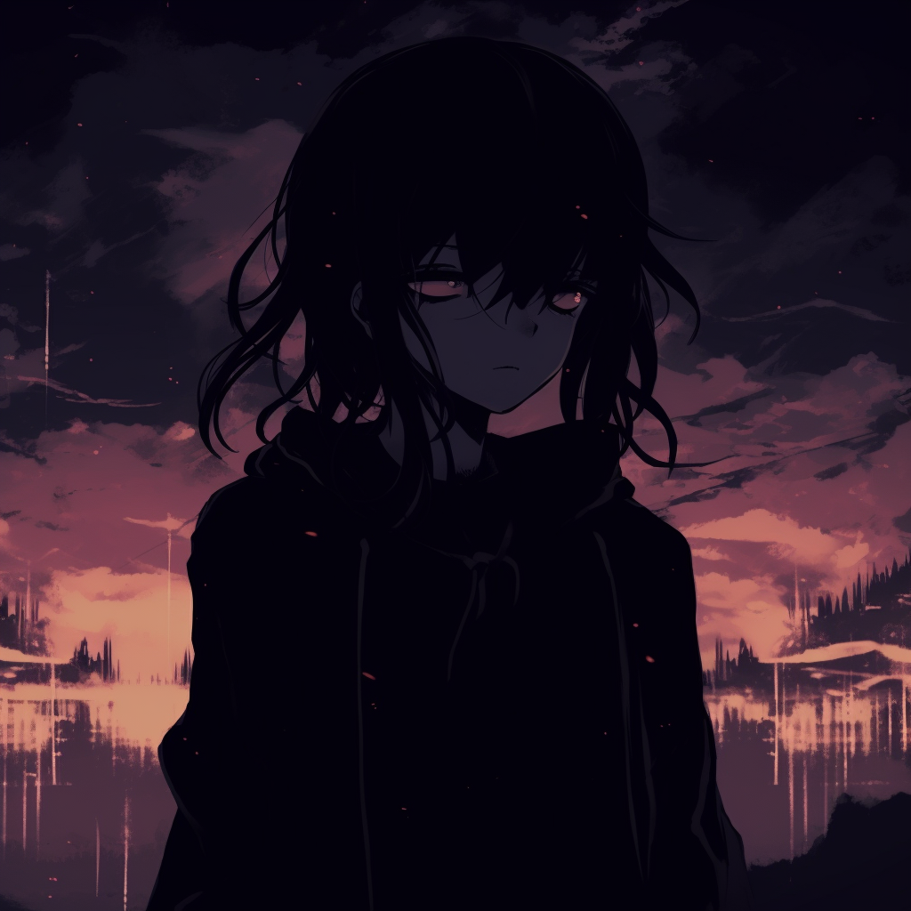 Silhouette of a mysterious anime character, featuring liminal space aesthetics and soft, hazy backdrop. dark aesthetic anime pfpHD, free download
