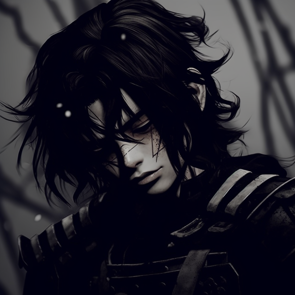 Figures shrouded in mist, grainy texture and mysterious ambiance. anime pfp dark aesthetic inspiration pfp for discord.