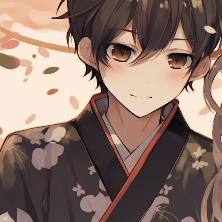 Two characters beneath cherry blossom tree, decorative details. anime themed matching pfp pfp for discord.