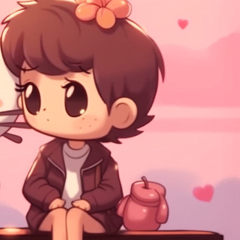 Two characters in a dreamy pastel environment, happy expressions, and flowers blooming around. hello kitty girl theme matching pfp pfp for discord.