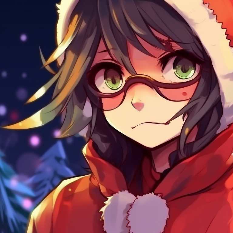 Two characters in elf-inspired outfits with matching masks, rich greens and reds. matching mask christmas pfp outfit ideas pfp for discord.