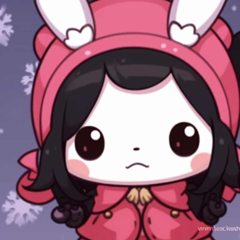 My Melody and Kuromi in Christmas sweaters, rich textures and cozy ambience. charming my melody and kuromi matching christmas images pfp for discord.