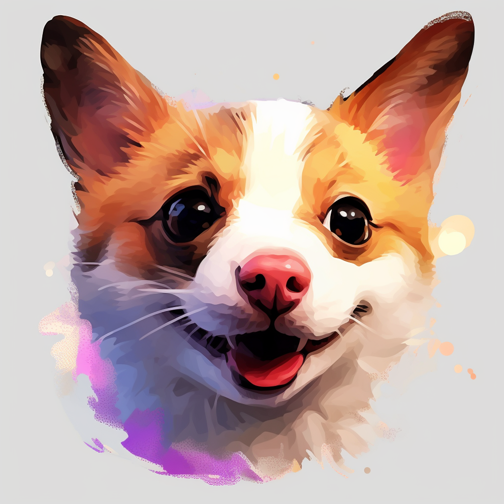 A happy Corgi puppy with a wide grin and sparkling eyes. cute canine pfp pfp for discord.