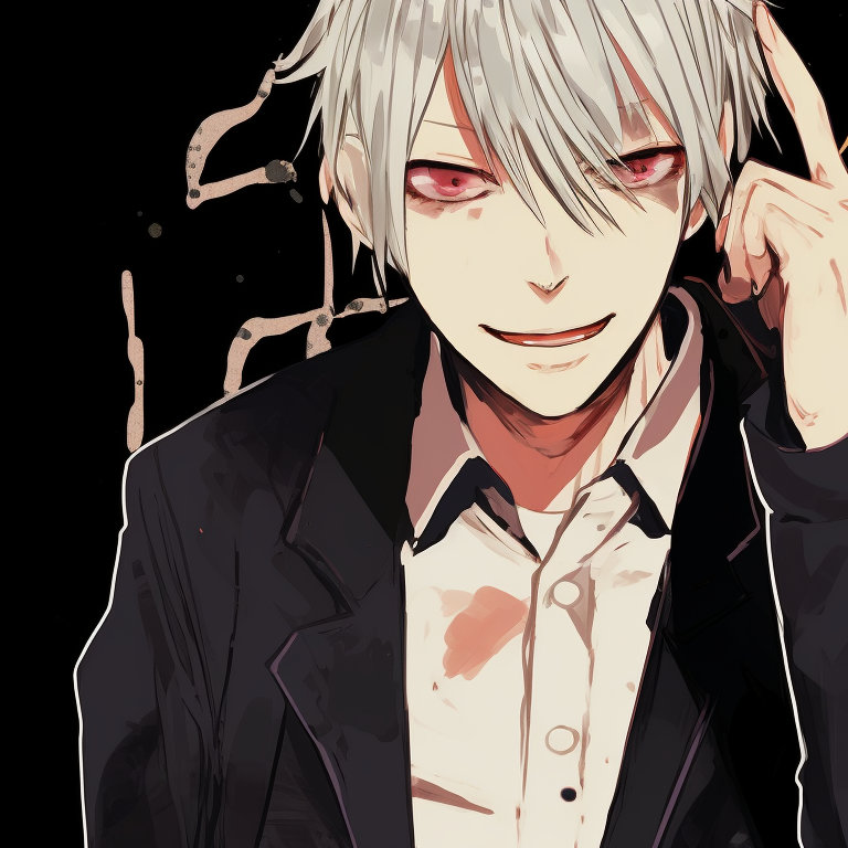 Two characters, one grotesque and one elegant, contrasting styles with bold colors. chainsaw man coordinated pfp pfp for discord.