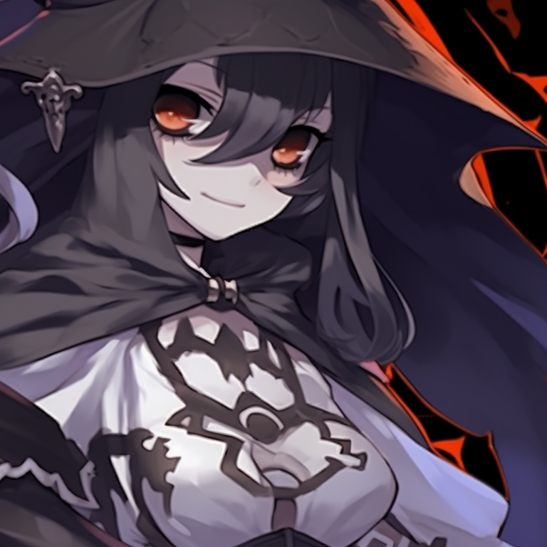 Two characters in ghost costumes, monochrome color scheme with vivid eye colors. trending matching genshin pfp halloween theme pfp for discord.