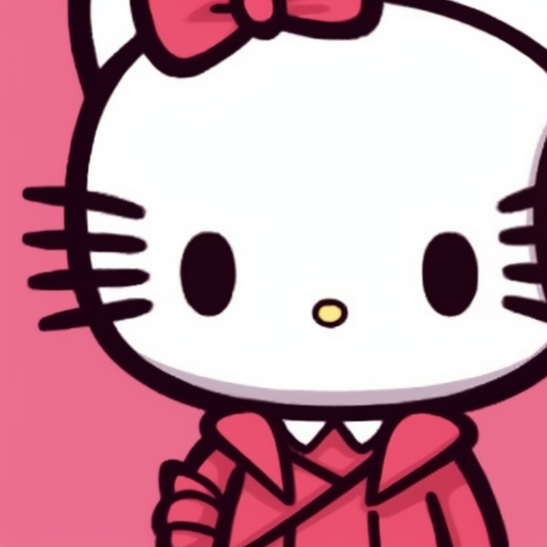 Two characters, contrasting colors and cartoon style, standing side-by-side. hello kitty pfp matching styles pfp for discord.