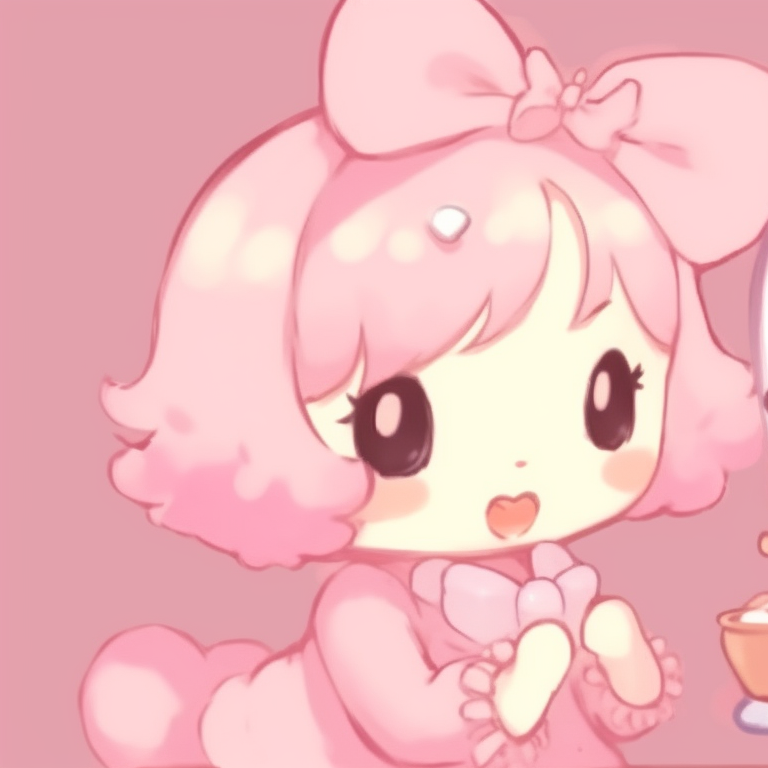 Two adorable furry Sanrio friends, muted colors and fluffy texture. beautiful matching sanrio pfp pfp for discord.