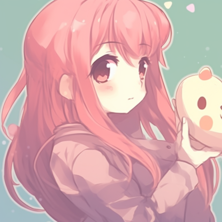 Close-up of two characters with interlocked pinkies, blush marks and sweet expressions. creating cute pfp match pfp for discord.