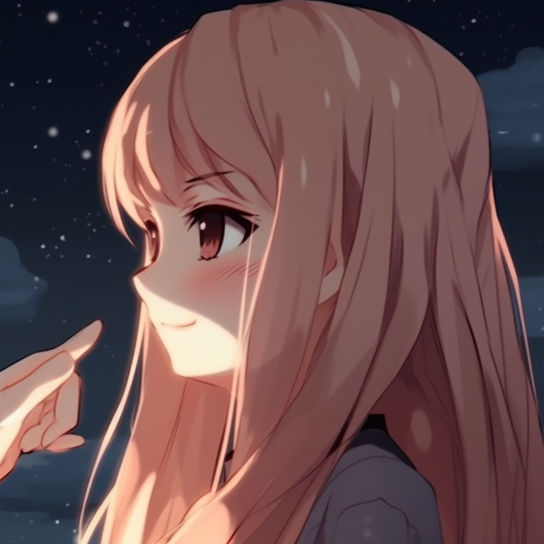 Two characters in a gentle embrace, surrounded by the warm hues of sunset. amazing matching anime pfp pfp for discord.