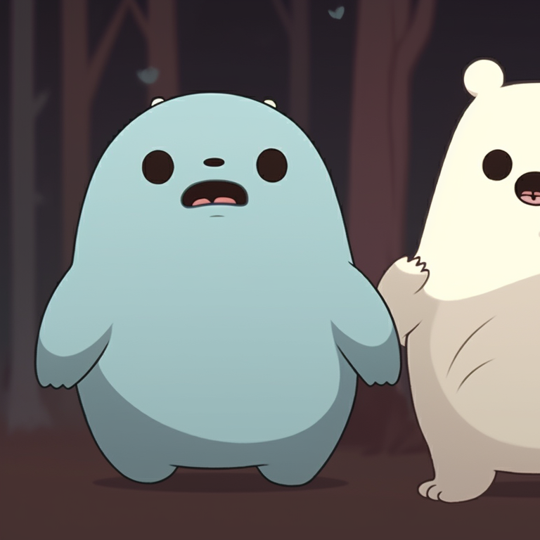 Grizzly, Panda, and Ice Bear donned in ghostly garbs, muted tones and simple textures. creative we bare bears matching halloween pfps pfp for discord.