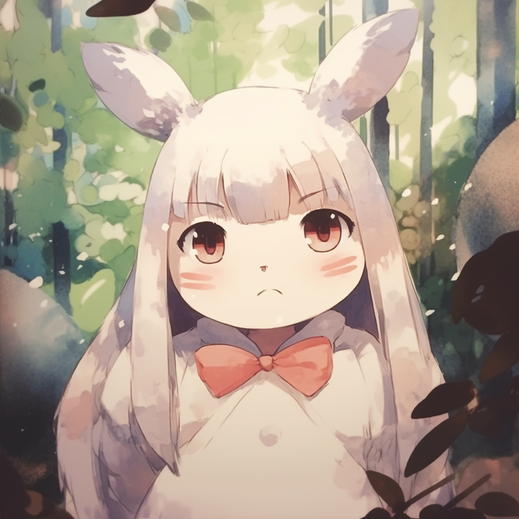 Totoro with his trademark umbrella, gentle shading and characteristic simplicity. unique anime pfp suggestions