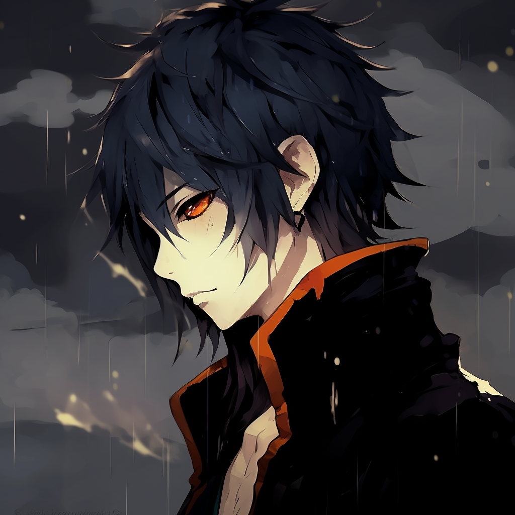 Naruto in a serious mood with overly exaggerated shadows for depth. depressed anime pfp features naruto