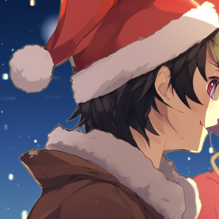 Two characters gazing at stars, accentuated by chilly blue tones and snowflakes around them. perfect matching gif christmas pfp pfp for discord.