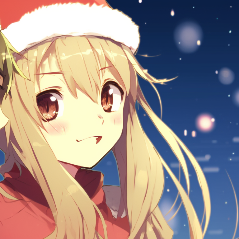 Two characters gazing at stars, accentuated by chilly blue tones and snowflakes around them. perfect matching gif christmas pfp pfp for discord.