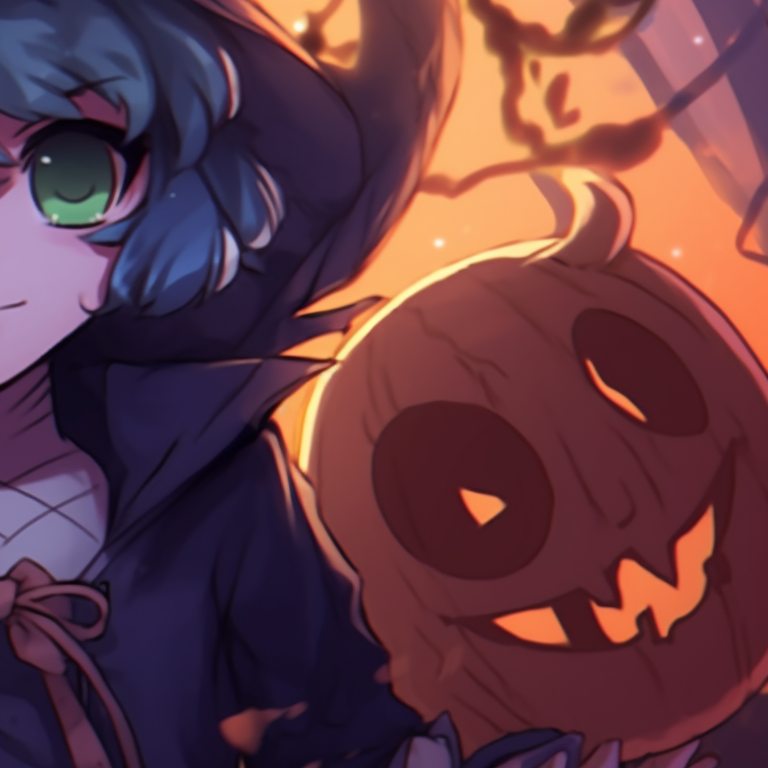 Three characters, dark hues and looming shadows, draped in Halloween gear. matching halloween trio pfp pfp for discord.