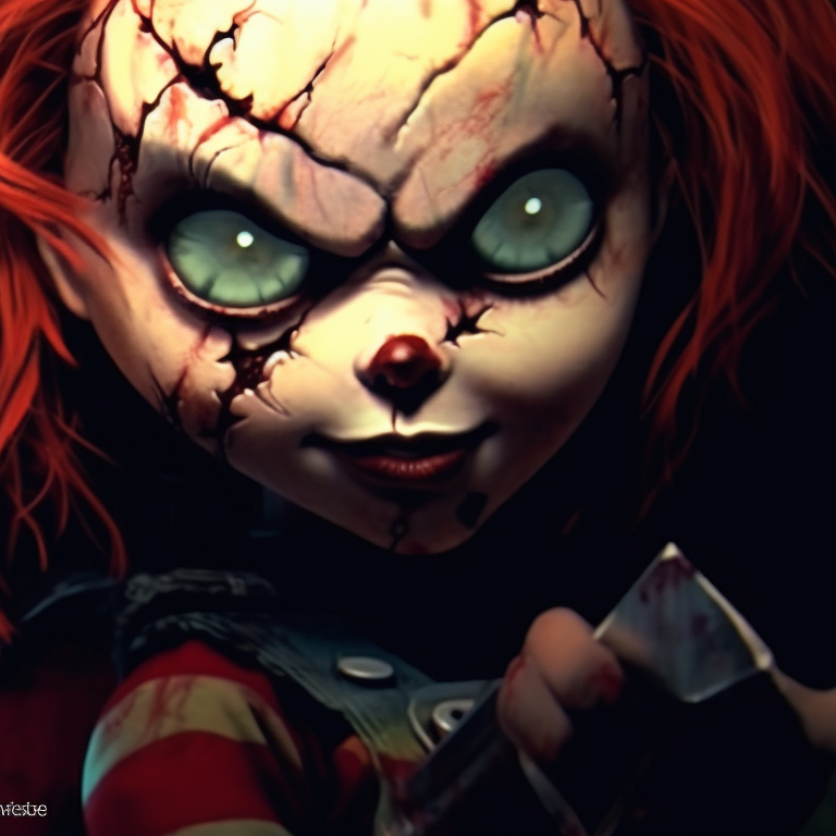 Chucky and Tiffany, with intense expressions, bold lines, and deep contrasting colors. halloween matching pfp: chucky and tiffany theme pfp for discord.