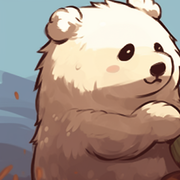 Two bear characters in knitted sweaters, snowflakes in the background and cool winter colors. new milk and mocha pfp selections pfp for discord.