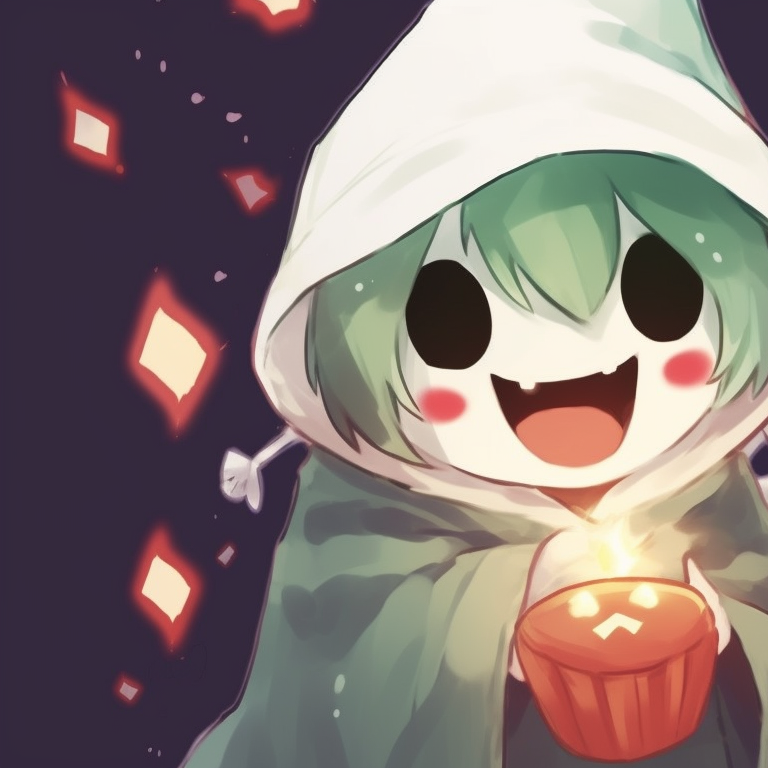 Ghost characters wearing Christmas sweaters, surrounded by snowflakes. fashionable matching cute ghost christmas pfp pfp for discord.