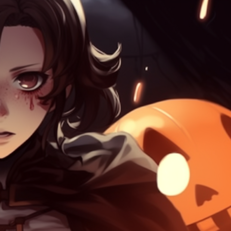 A character dressed as Darth Vader, accompanied by spooky Halloween icons, set in a dark, almost monochromatic color scheme. star wars matching pfp halloween concept pfp for discord.