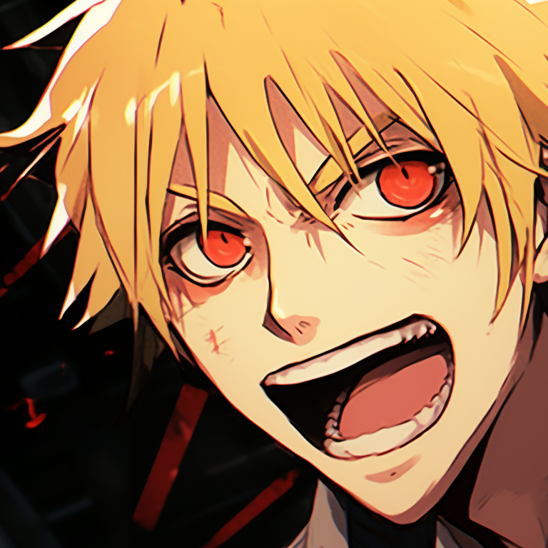 Close-up of two characters, Power and Denji, high contrast showing fine details of emotion and determination. chainsaw man matching pfp tips pfp for discord.