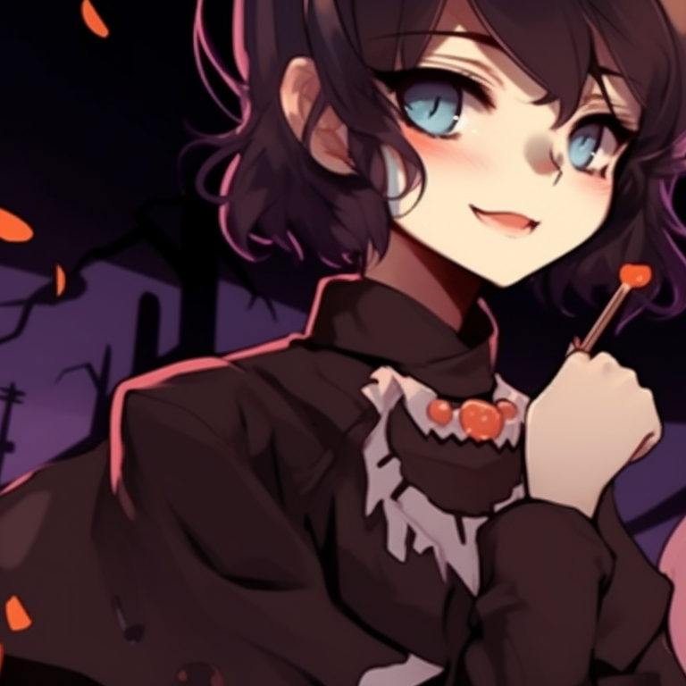 Two ominous characters clad in Halloween costumes, sporting piercing gaze. gloomy halloween - sad matching pfps pfp for discord.