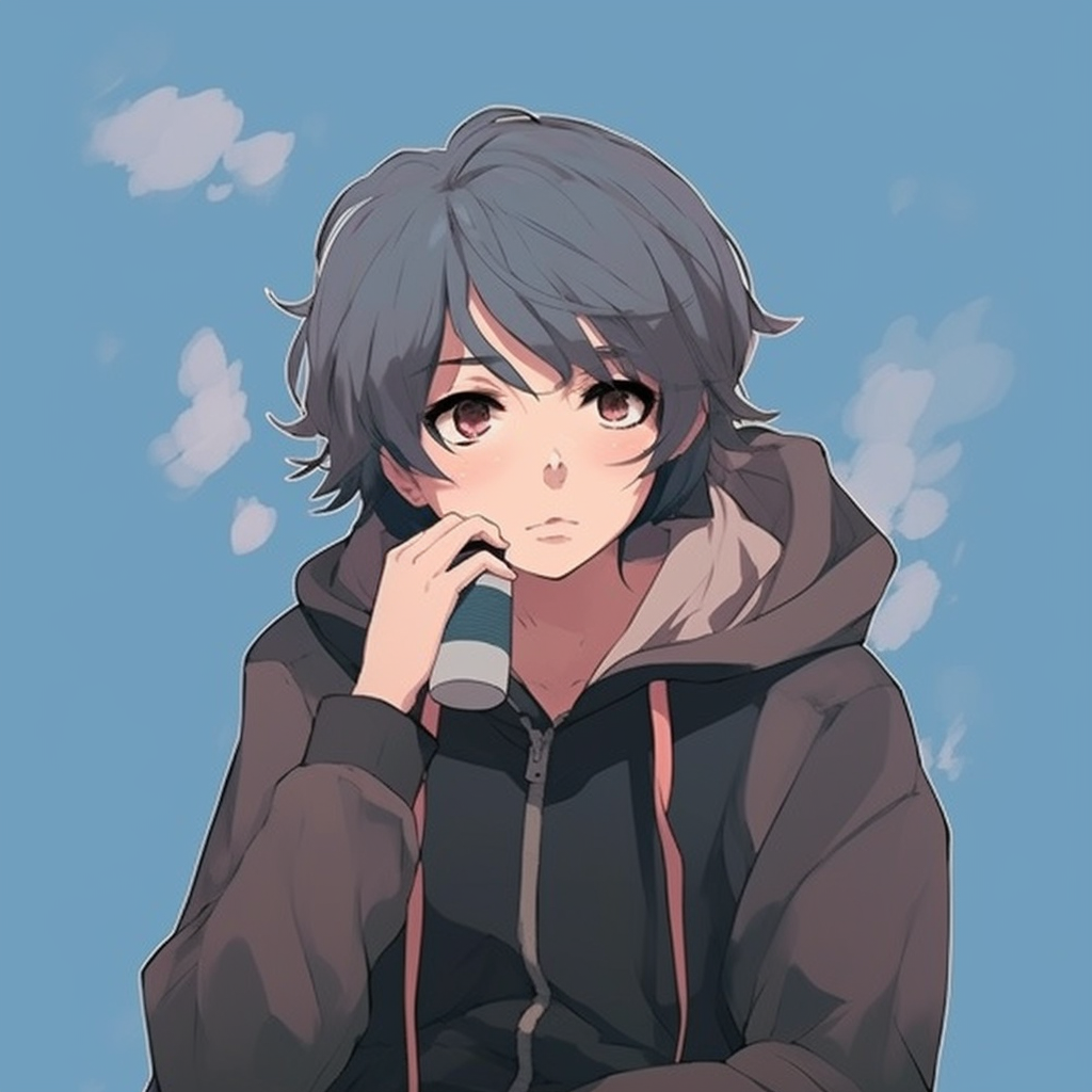 Anime character depicted in a modern, minimalistic style, subtle color variation and delicate linework. modern chill anime pfp