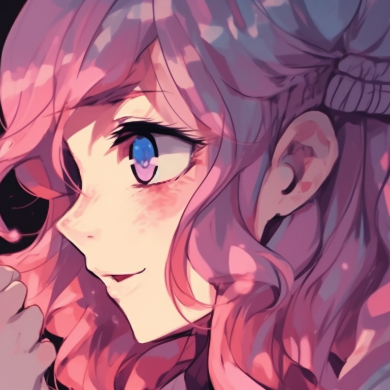 Two characters, basked in twilight hues, lean against each other. creative matching discord pfp pfp for discord.