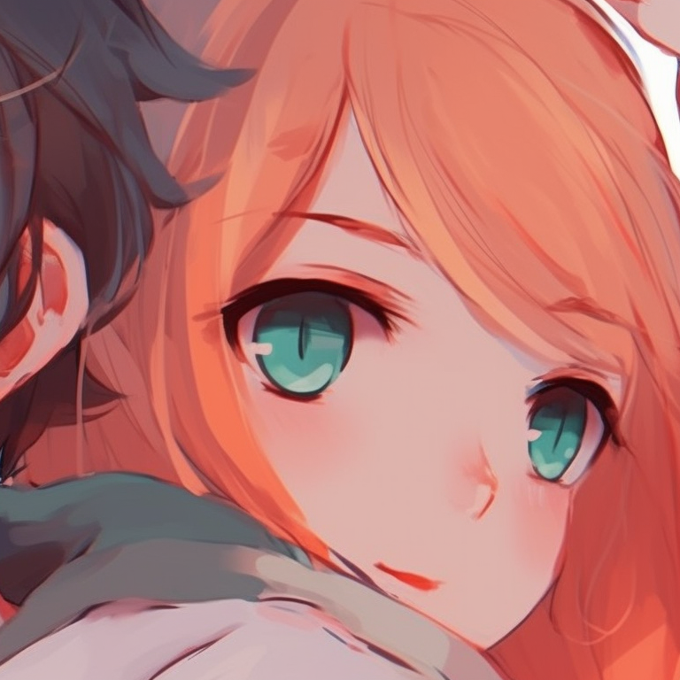 Matching outfits on characters, synonymous expressions, light colors cute matching pfp in anime genre pfp for discord.