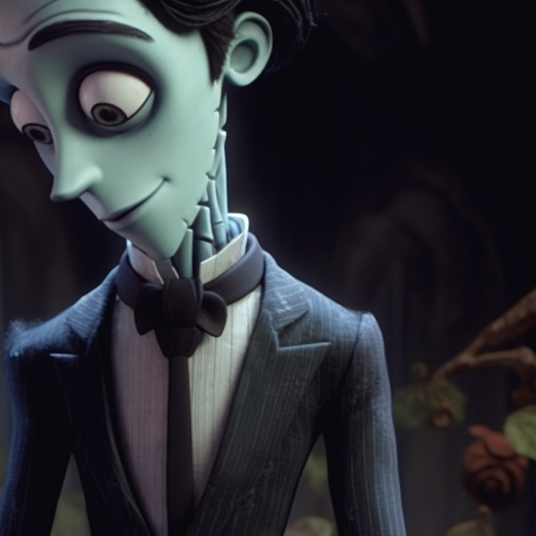 The undead couple in a chapel setting, low light contrast adding to the ghostly atmosphere. hd pfp corpse bride pfp for discord.