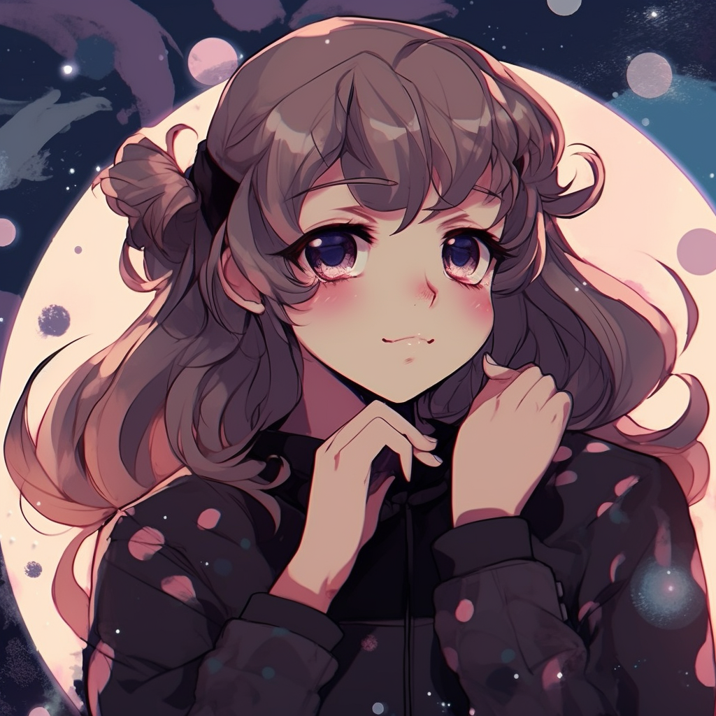 Anime character ready for a journey to the stars, with a spacesuit detailed with futuristic elements and metallic colors. trendy aesthetic cute anime pfp pfp for discord.