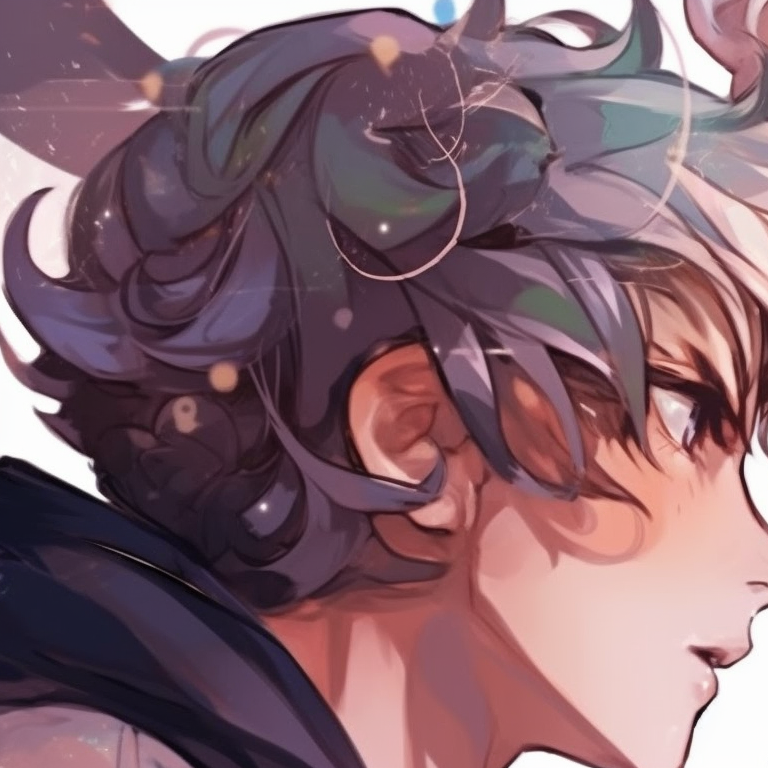 Two celestial characters, soft hues and nebula motifs, shoulder to shoulder. anime pfp matching with unique style pfp for discord.