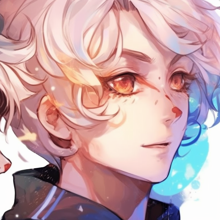 Two celestial characters, soft hues and nebula motifs, shoulder to shoulder. anime pfp matching with unique style pfp for discord.