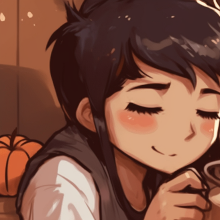 Milk and Mocha having a charming picnic, bright colors visible with a focus on food items in the scene. milk and mocha themed pfp pfp for discord.