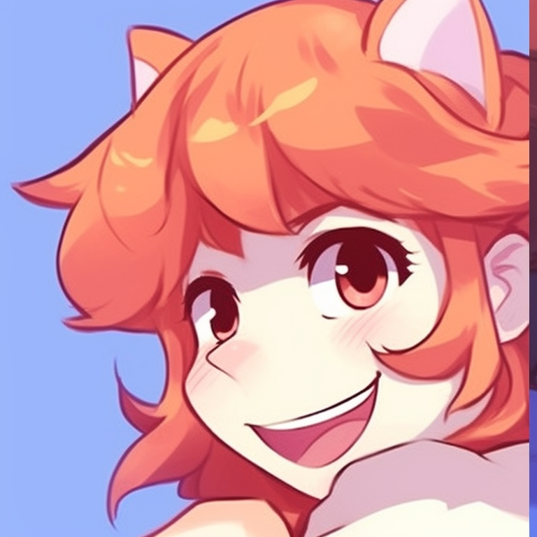 Two characters sharing a joke, vivid colors and detailed anime style. funny pfp for pairs pfp for discord.