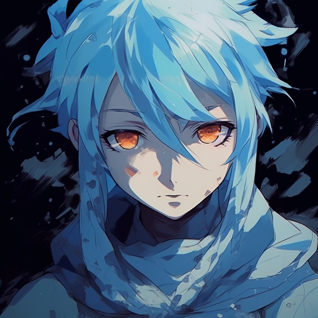 Naruto Uzumaki depicted in various shades of blue, with attention to detail and color gradients. aesthetic blue anime pfp