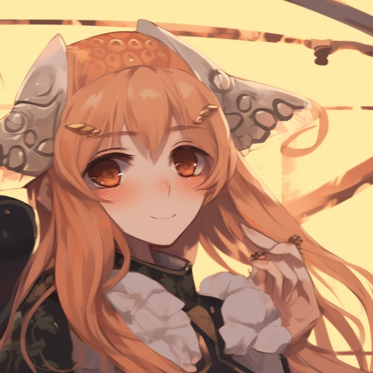 Two characters, golden scarves intertwining, showing connection. Blurred golden backdrop. exquisite golden pfp discord items pfp for discord.