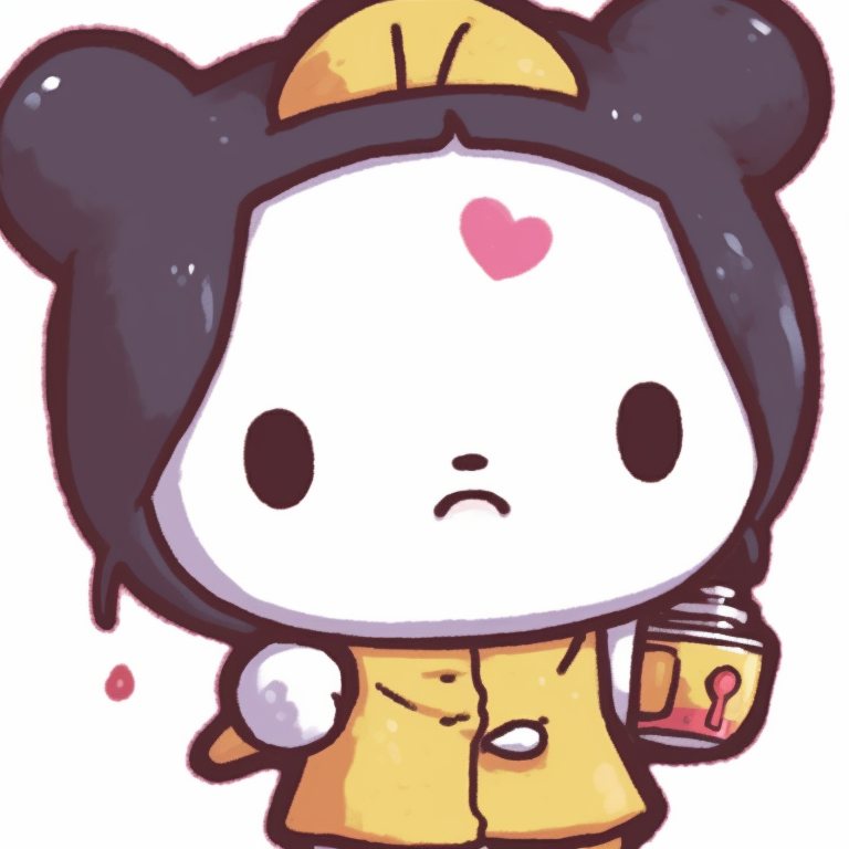 Sanrio characters in retro wardrobe, cool hues and thick lines, looking at each other. vintage matching sanrio pfp pfp for discord.