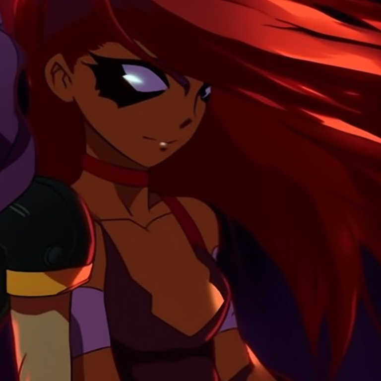 Robin and Starfire in battle ready poses, sharp lines and warm colors. teen titans robin and starfire matching pfp pfp for discord.