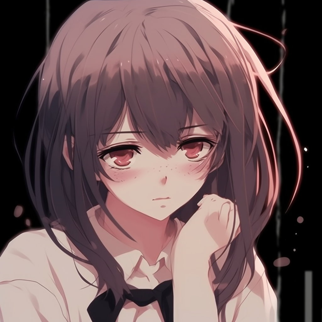An emotive portrait of a crying schoolgirl with detailed facial expressions and shadows. charming sad anime pfpHD, free download