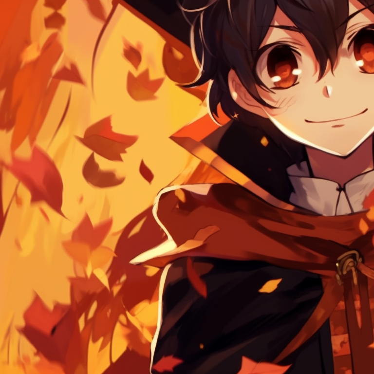 Two characters with pumpkin-themed accessories, humorous expressions, warm orange and soft yellow colors. halloween theme matching pfp for boyxboy pfp for discord.