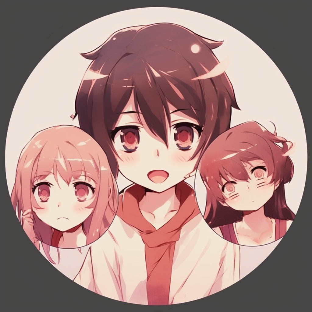 Kawaii style anime girls, accentuated eyes and cute expressions. anime 3 matching pfp cute edition