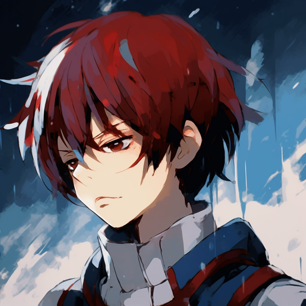 Close up of Todoroki Shoto's eyes, a stark contrast between icy calm and fiery determination. captivating anime pfp gifs index