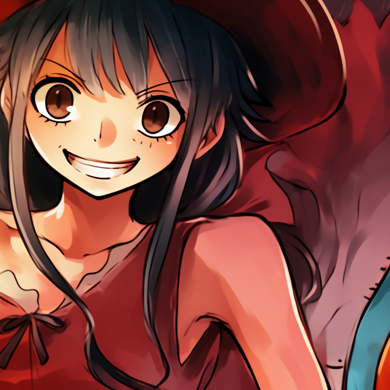 Luffy and Nami in pirate-themed Halloween costumes, with intense expressions and a mysterious, dark background. anime characters matching pfp pfp for discord.
